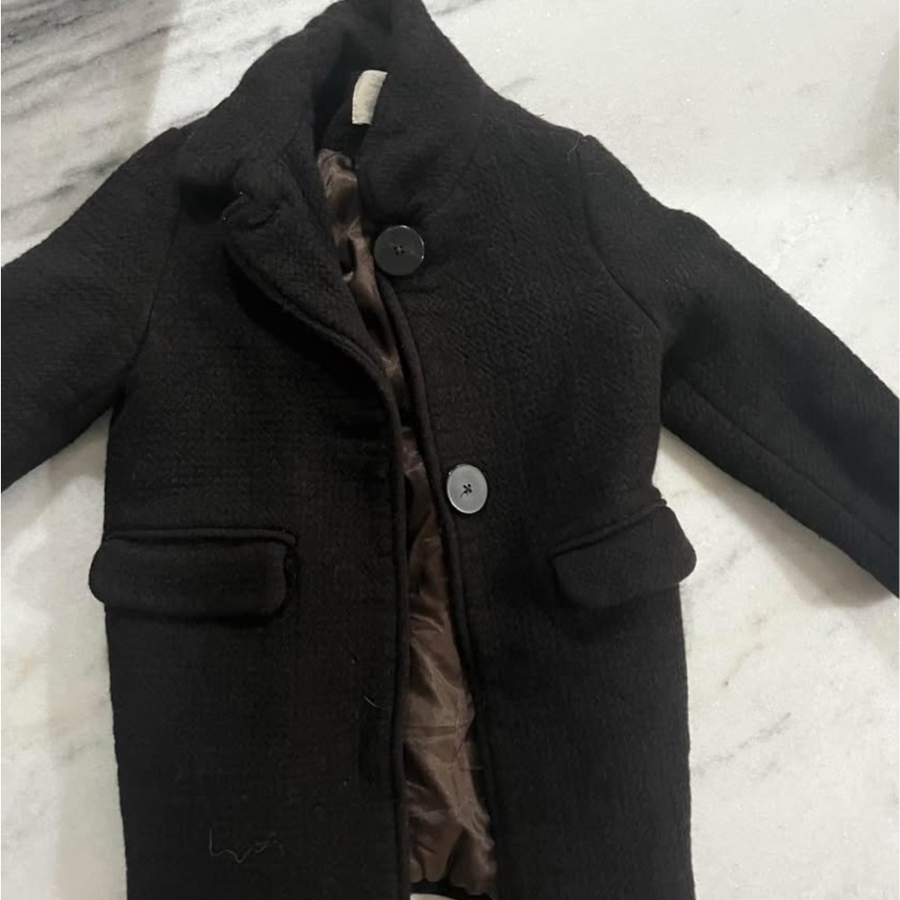 Zara Kids Black Pea Coat Girls size 6 small